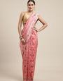 Peach color Woven Design Zari Silk Blend Patola Saree