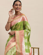 pista green extream banarasi silk designar saree best for new look