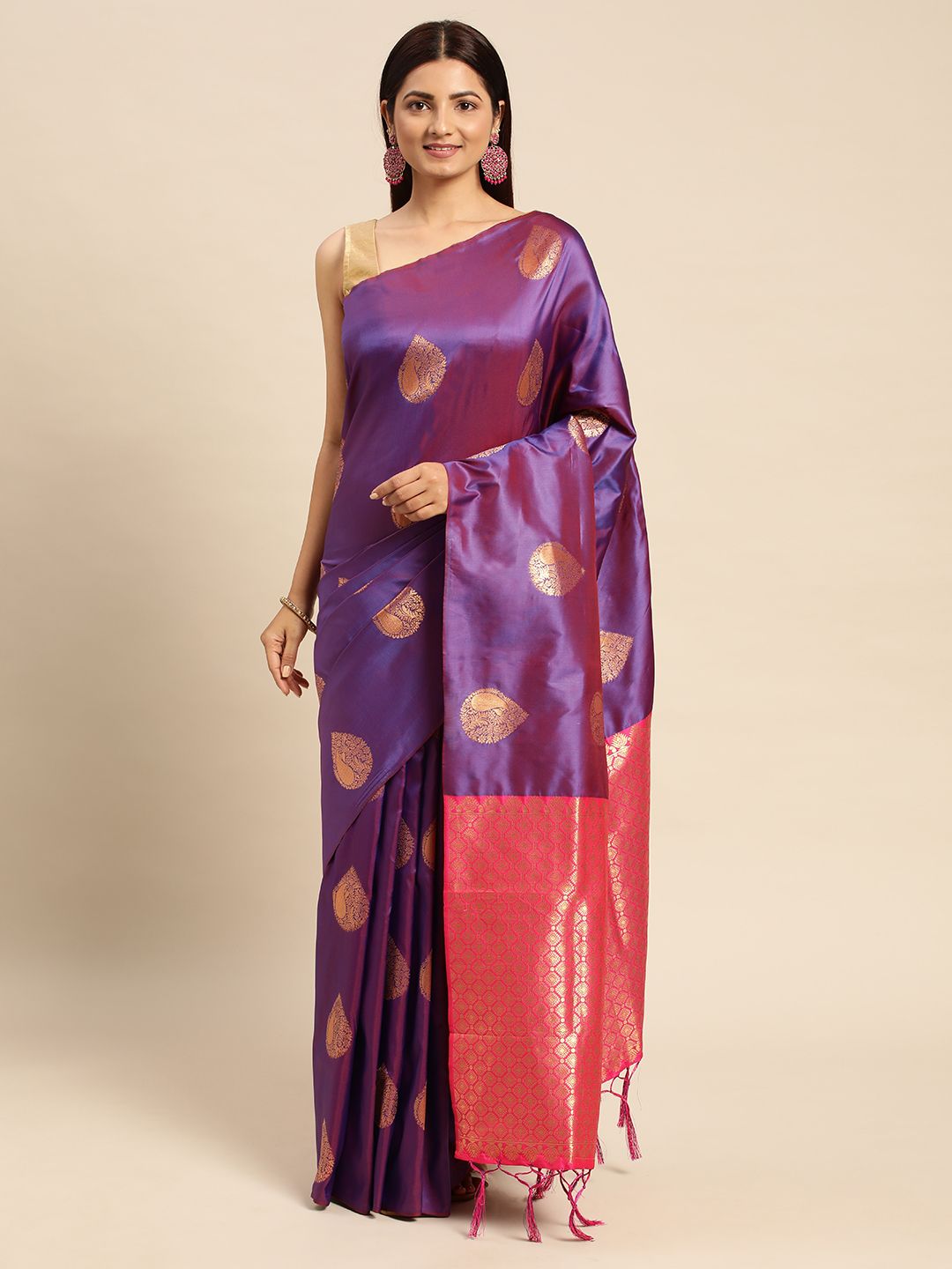 Purple Banarasi silk sarees for weddings
