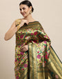 Green Color Pure Paithani Silk Saree-Latest Paithani Bollywood Collecton