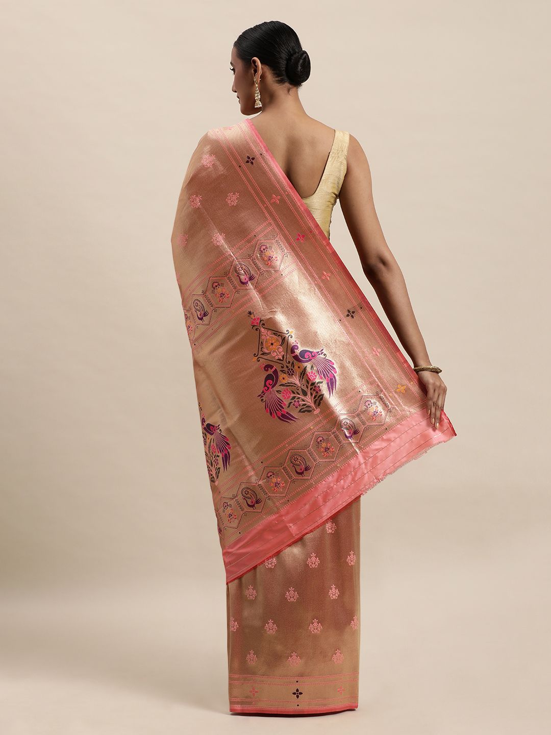 Peach Color Paithani Saree Pure Look Partywear