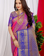Pink Toned Heavy Look Kanchipuram Silk Saree And Gold Zari Weaving Work and Blouse Pis.