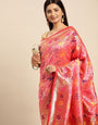Peach Color Designer Patola Saree Woven design and Heavy Look Designer Pallu-Special Wedding collection