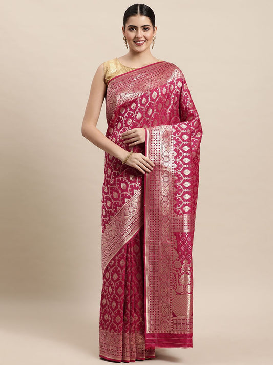 Wine Classic Color Traditional Banarasi Silk Sarees In Bollywood Style