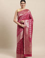 Wine classic Color Traditional Banarasi Silk Sarees in Bollywood Style