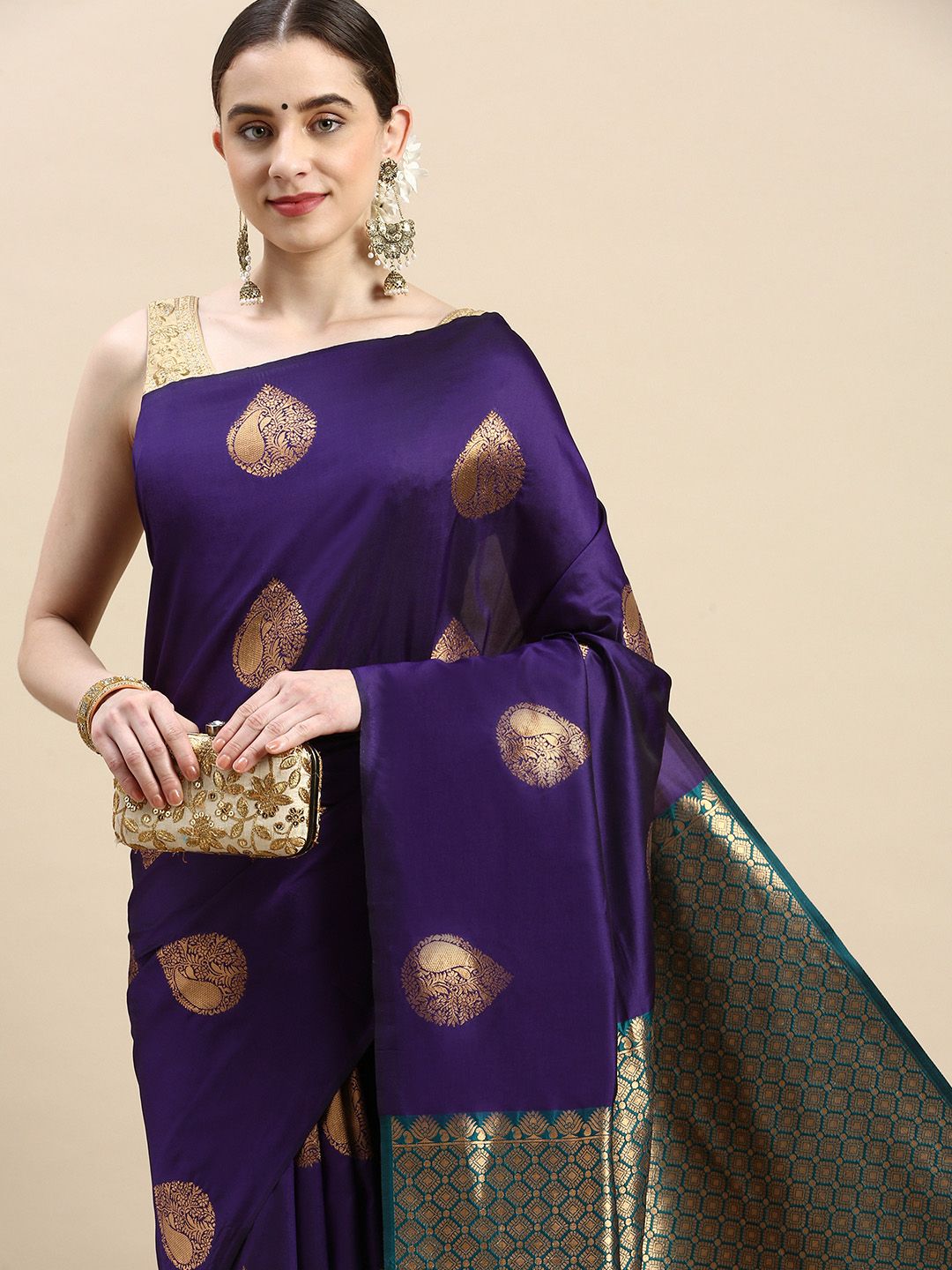 Purple  Banarasi silk sarees for weddings