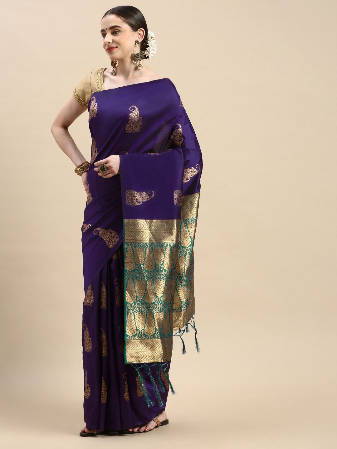 Purple color Indian Silk Sarees