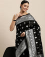 Black And Silver Toned Silk Saree Special Wedding Edition