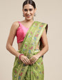 Pista Green color Woven Design Zari Silk Blend Patola Saree
