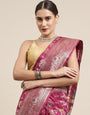 Wine Color Soft Silk Banarasi Saree Gorgeous Meenakari Design And Pallu