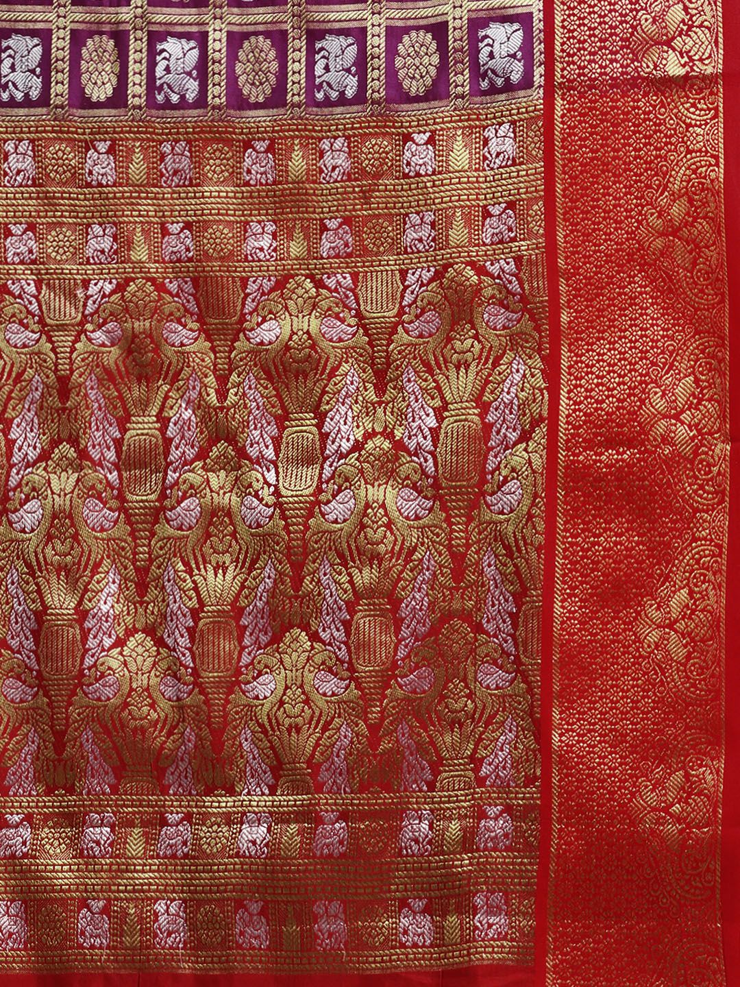 Wine Color Handwoven Kanchipuram Silk Sarees