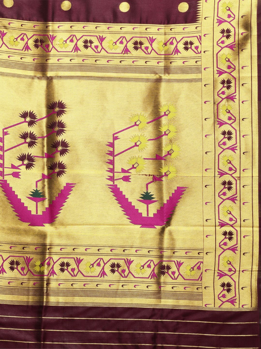 Maroon Pure Paithani Silk Saree Gold Zari Weaving Work-Special Wedding wear & party wear Indian Collection