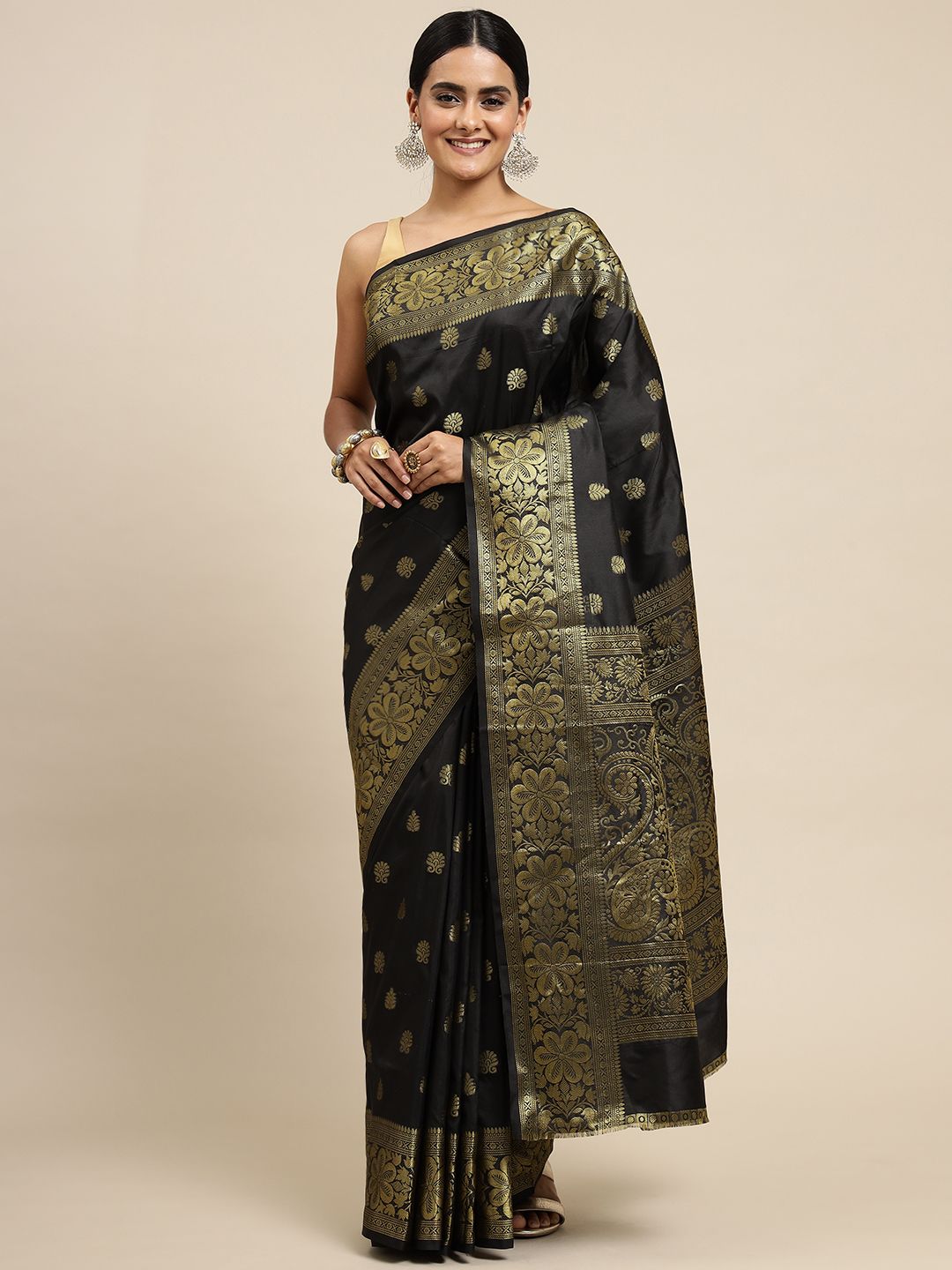 Black color everyday were paithani saree for woman