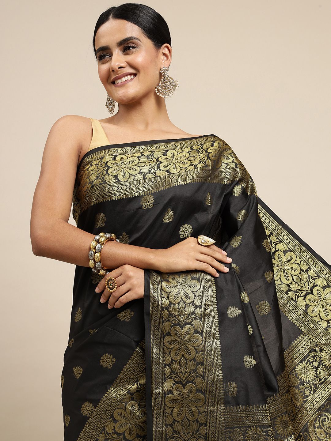 Black color everyday were paithani saree for woman