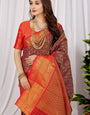 Maroon Toned Soft Kanchipuram Silk Saree And Gold Zari Weaving Work And Blouse Pis