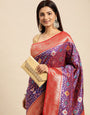 Purple color banarasi weaving patola saree with brilliant look