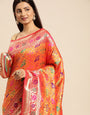 Orange Color Designer Patola Saree Woven design and Heavy Look Designer Pallu-Special Wedding collection
