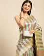 pista green color zibra desigen morden look banarasi saree with heavy looks