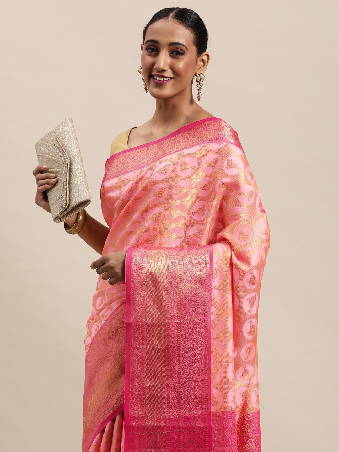 peach best kanchipuram pattu south indian saree for woman