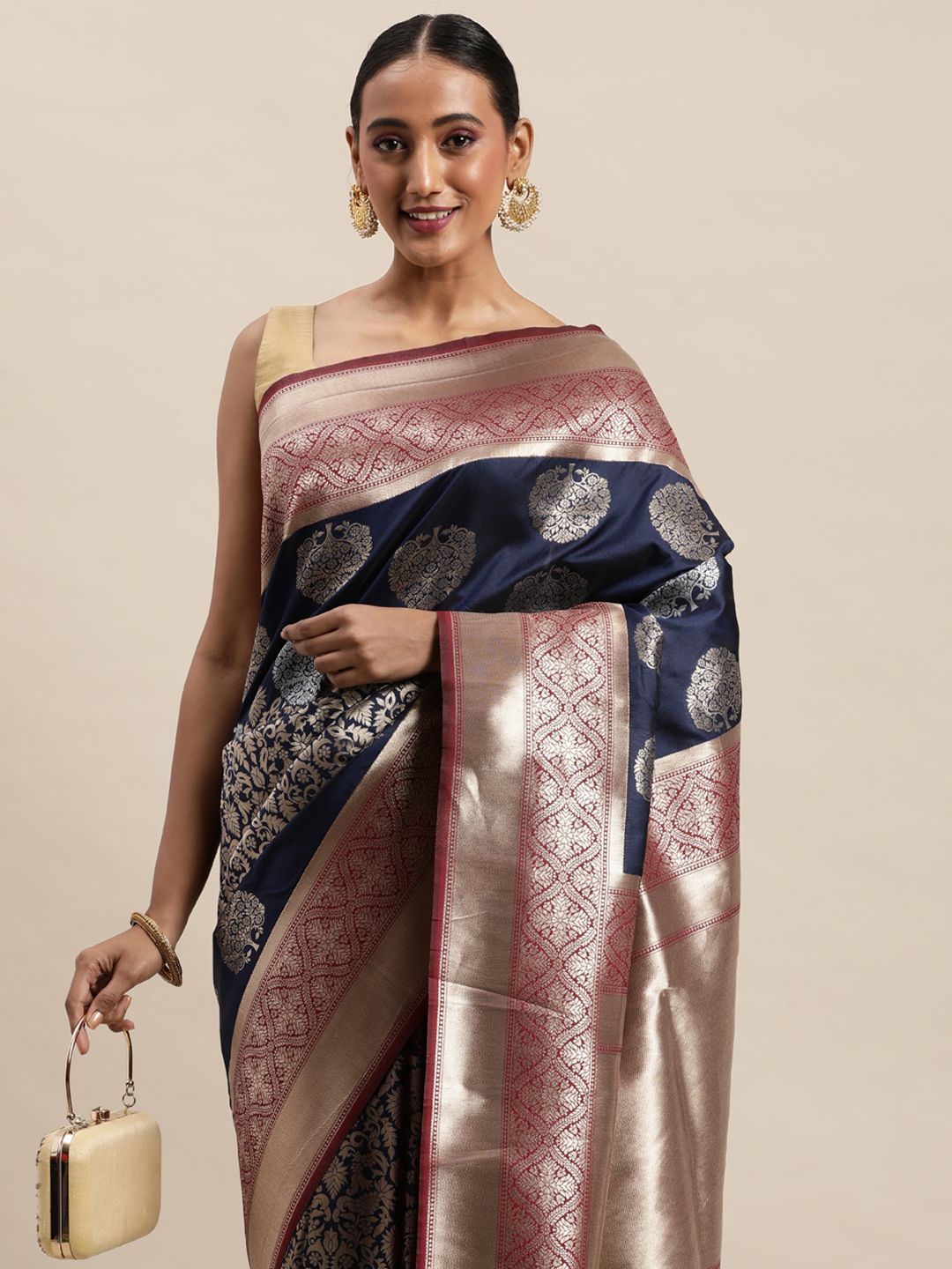 navy blue extream banarasi silk designar saree best for new look