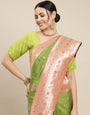pista green allover small designe best pallu look paithani saree for selling