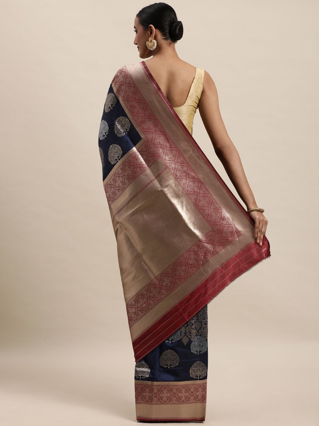 navy blue extream banarasi silk designar saree best for new look