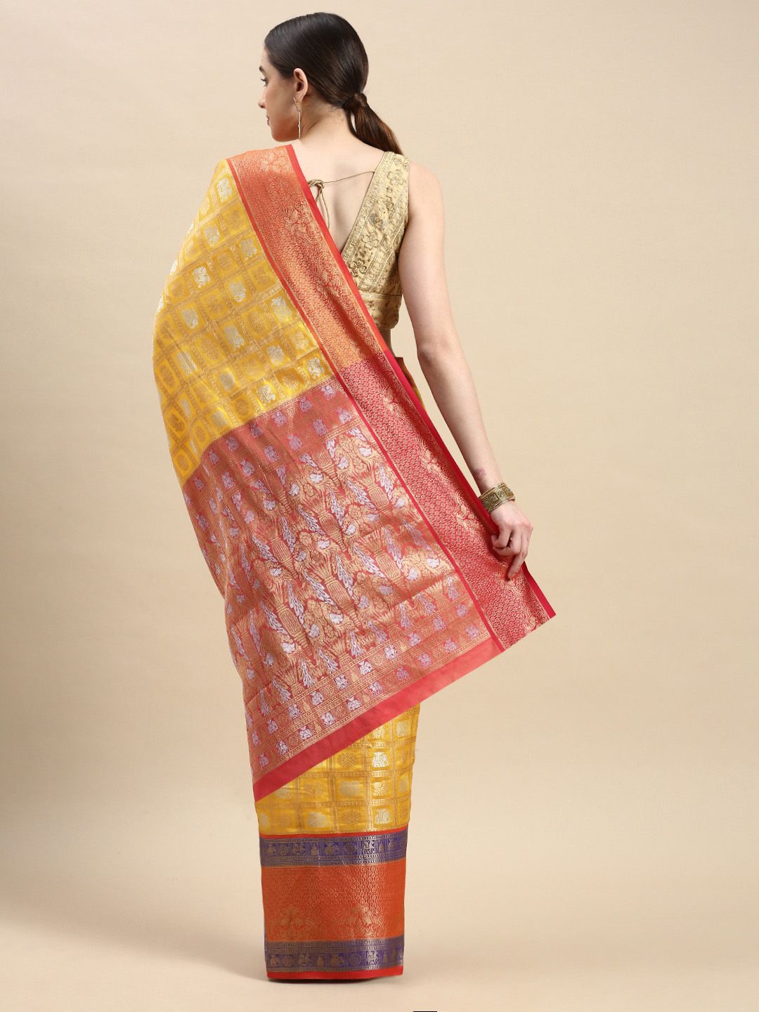 Yellow Color Handwoven Kanchipuram Silk Sarees