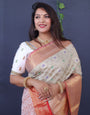 White Color Tissue Soft Silk Meenakari Work  Saree -Special Wedding
