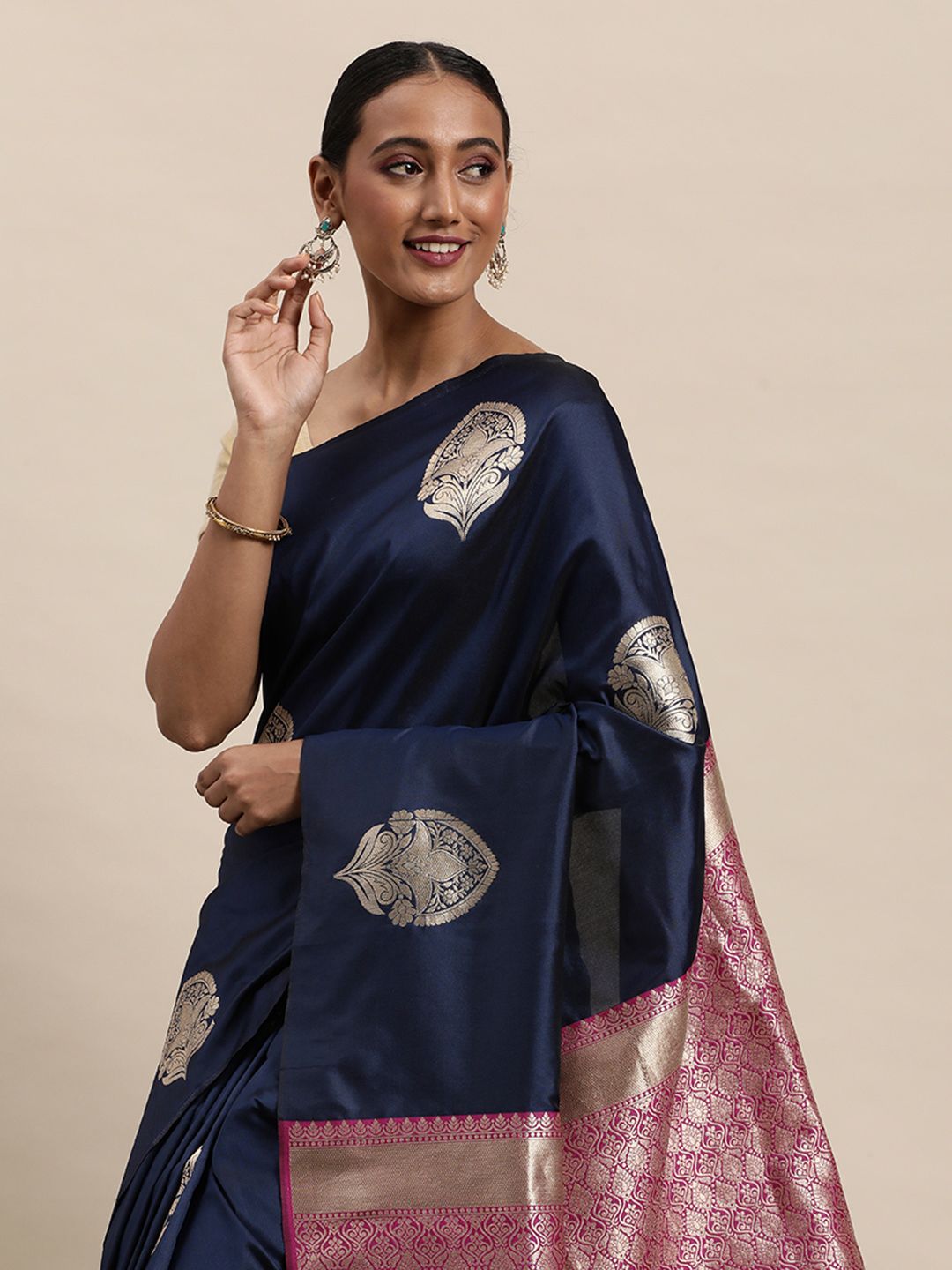 navy blue Unique Latest saree design banarasi saree