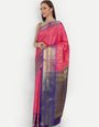 Pink  Color Pure Wedding Kanchipuram Pattu Silk Saree And Brocade Blouse