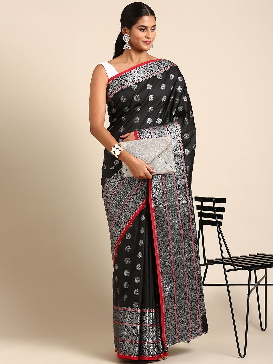Black Traditional silk sarees for sale