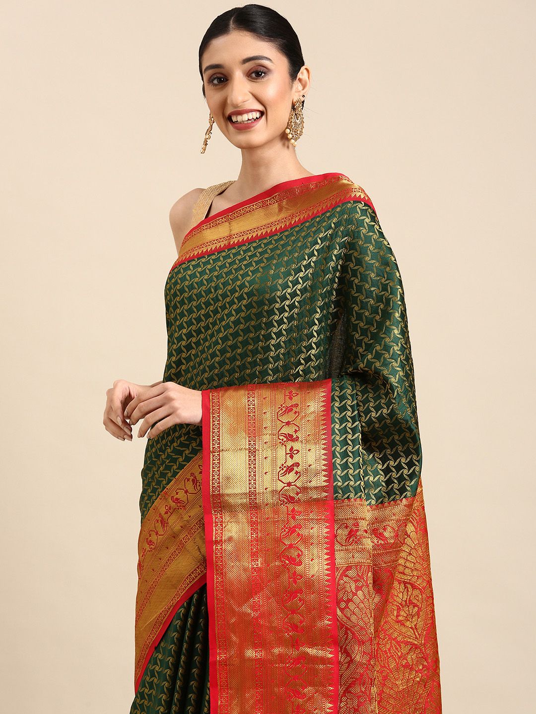 Green Color South Pattu Silk Saree-Special South Festivel Collection