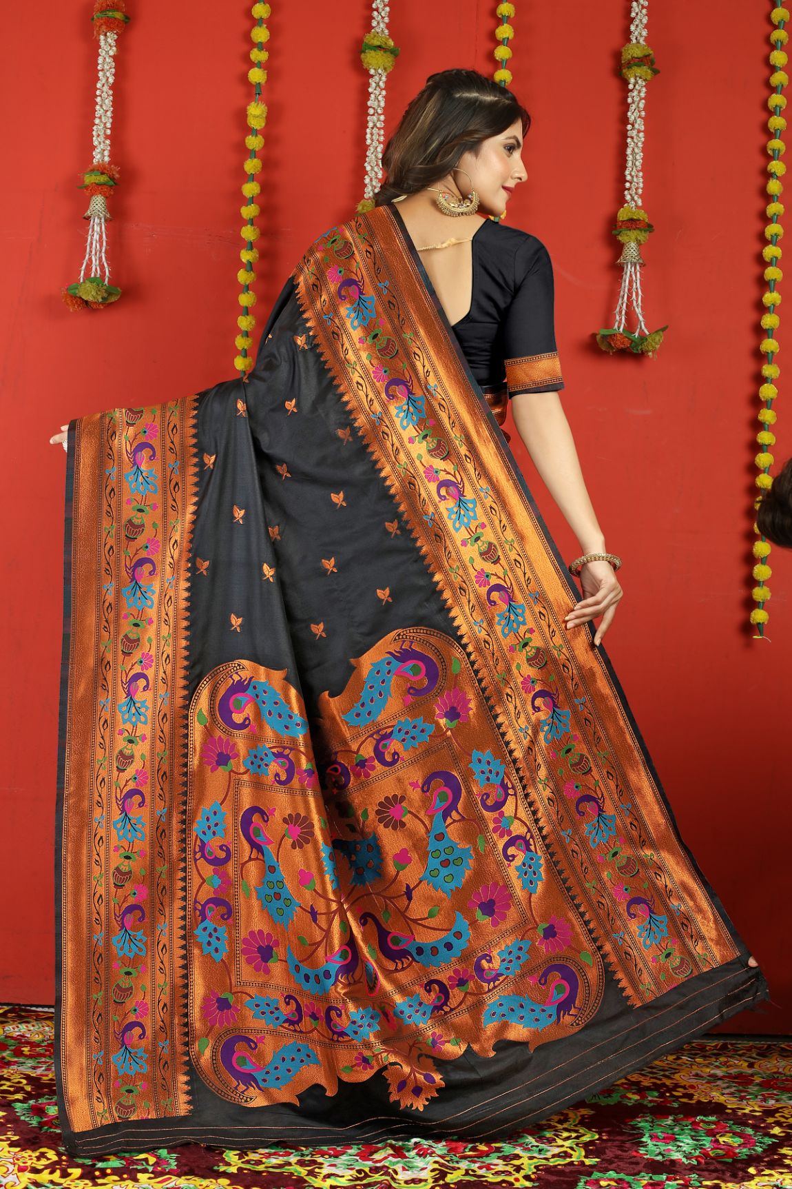 Black Color Royal Paithani Silk Sarees