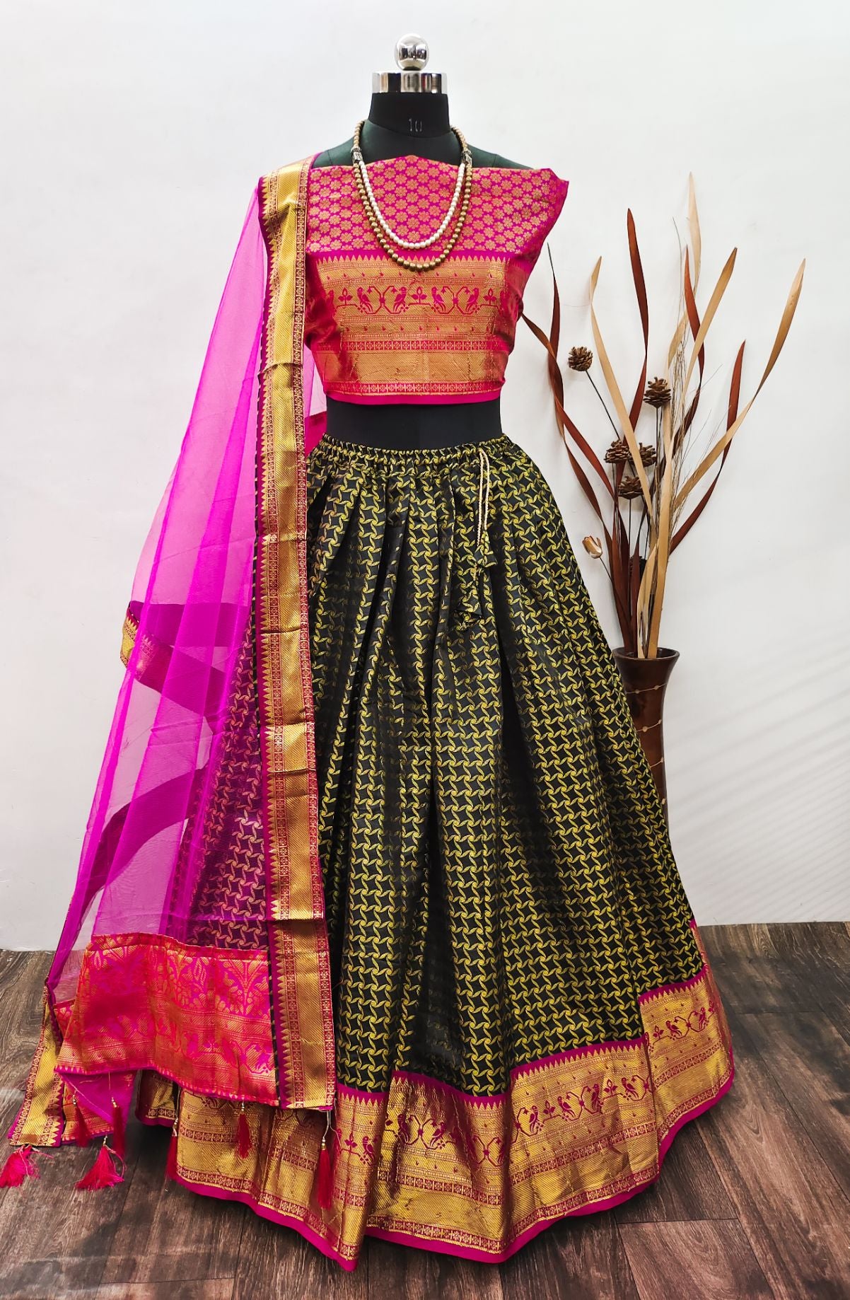 South Indian Style Taffeta Silk Lehenga Choli at Rs 1239 | Pune| ID:  25922886230