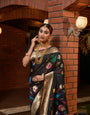Black Toned Artistic Pure Paithani Silk Sarees