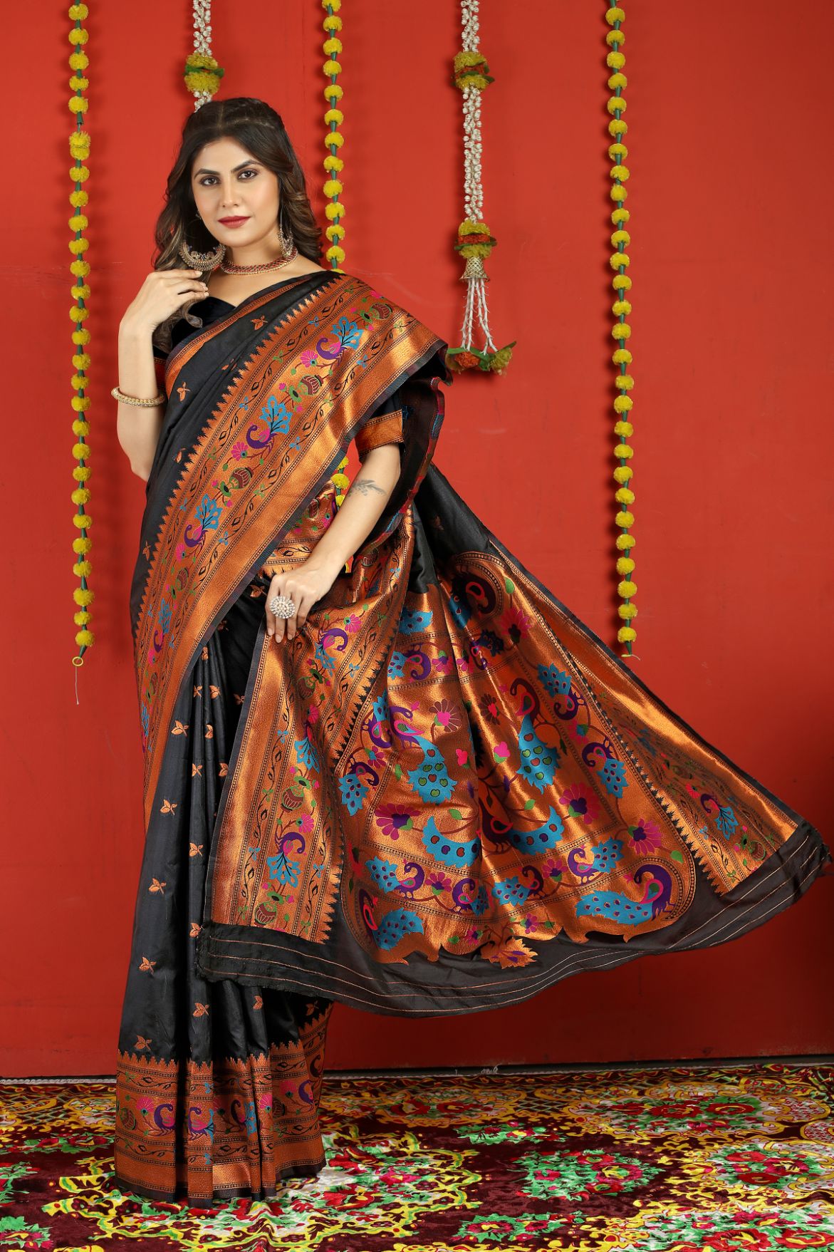Black Color Royal Paithani Silk Sarees