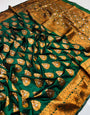 Green  Toned Zari Woven Banarasi Sarees