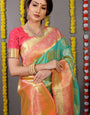 Sea green Color Zari Woven Banarasi Sarees and Designer Weaving Work