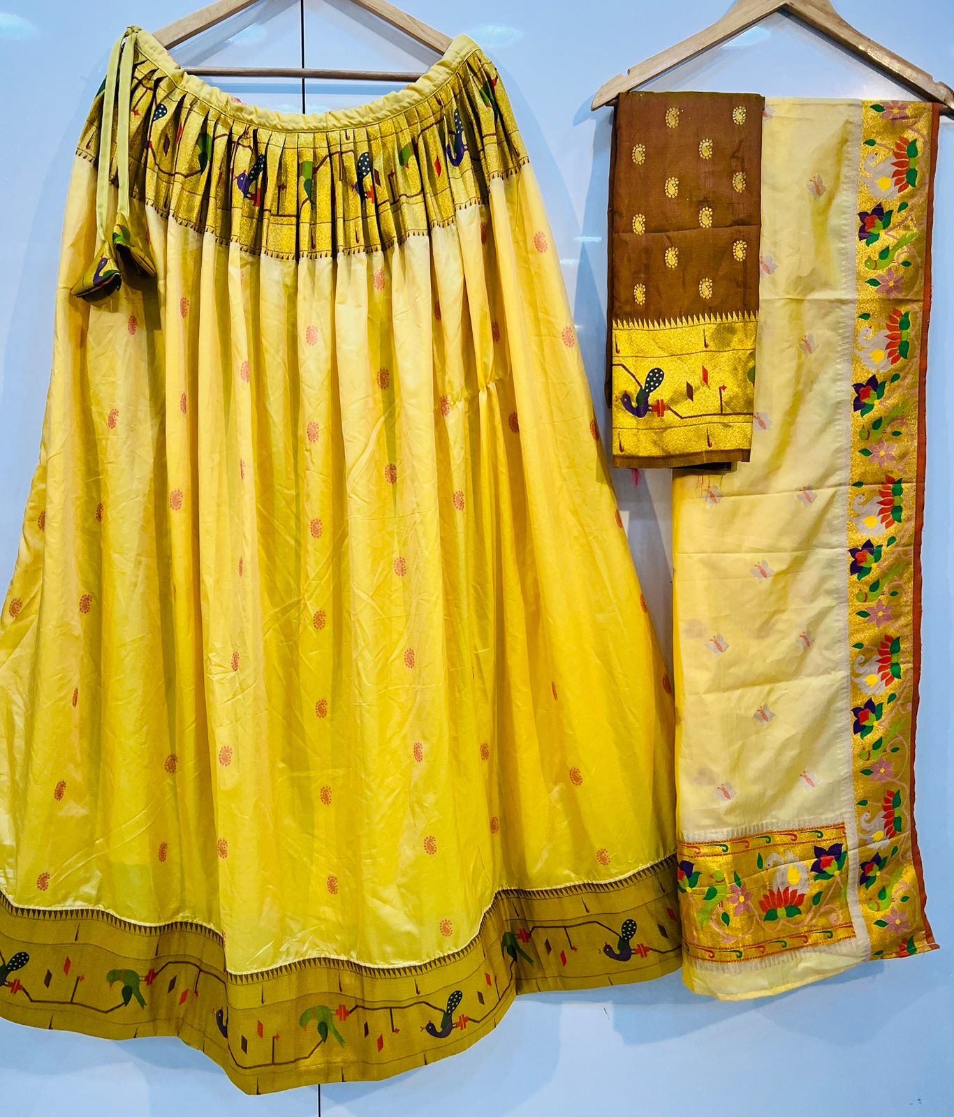 Bridal lehenga choli For Paithani Style in Zari Weaving Work With Dupatta