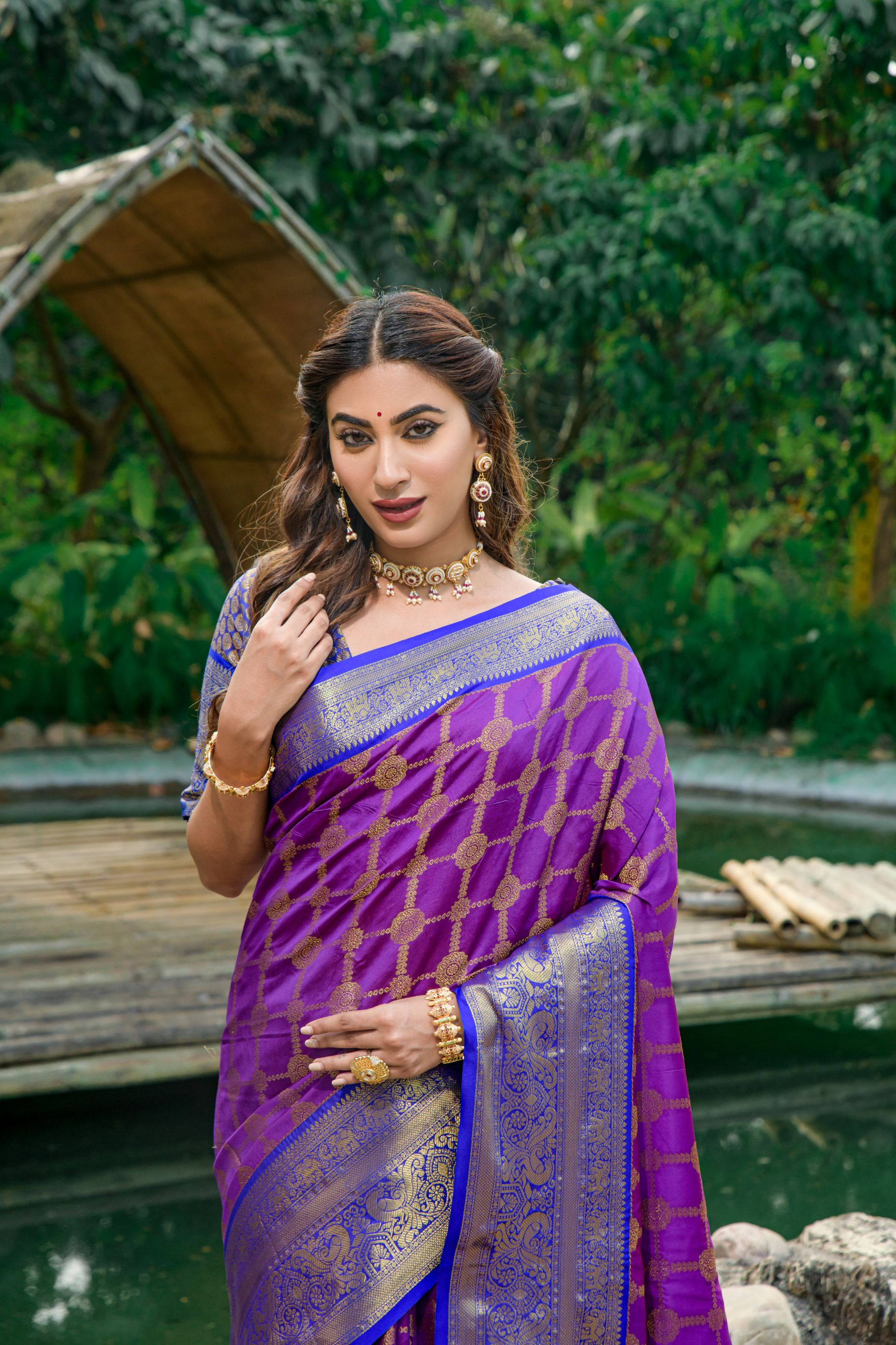 purple Toned Kanchipuram Soft Silk Saree and Gold Zari Weaving Work And Rich Pallu