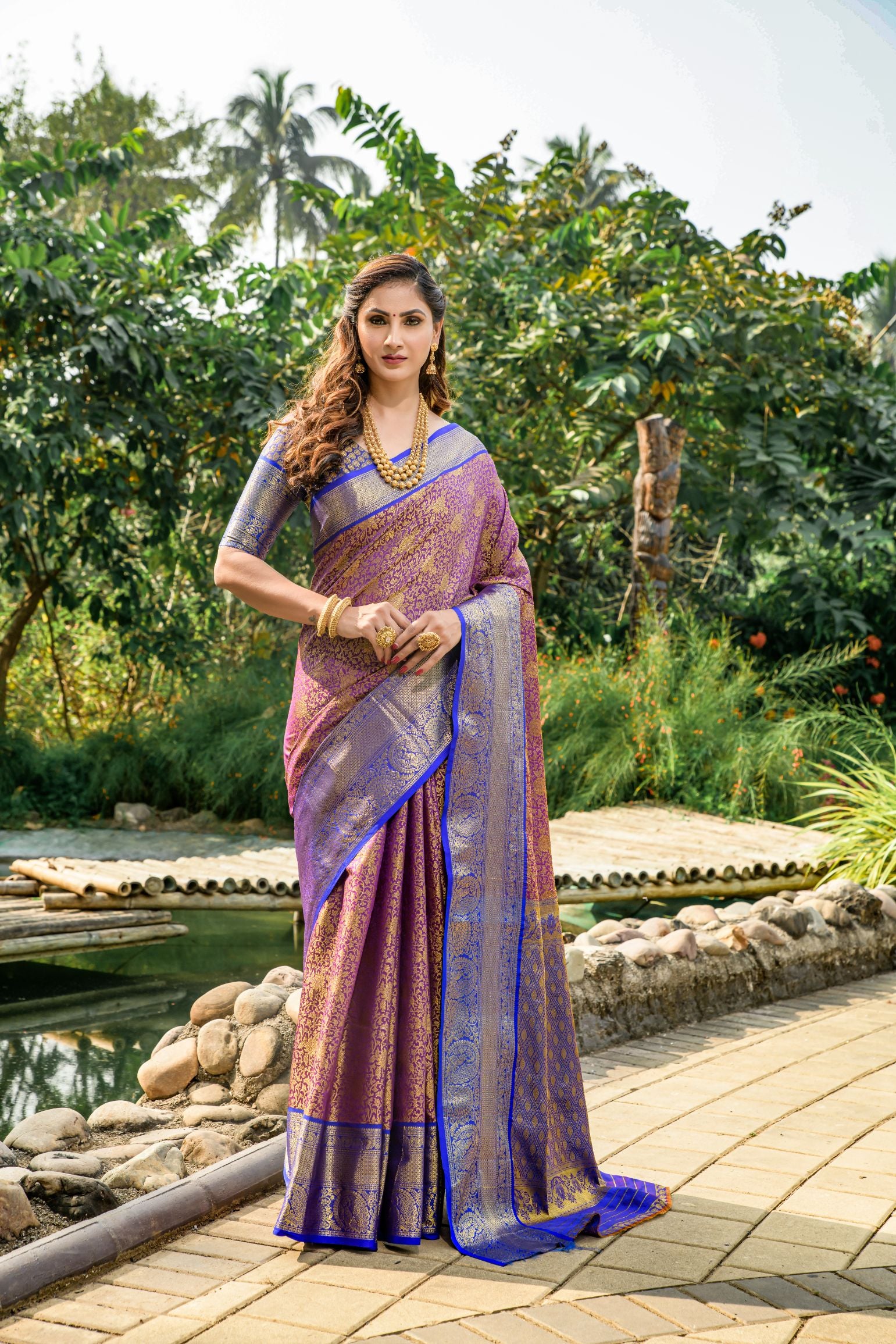 purple Toned Heavy Look Kanchipuram Silk Saree-Special Wedding Collection