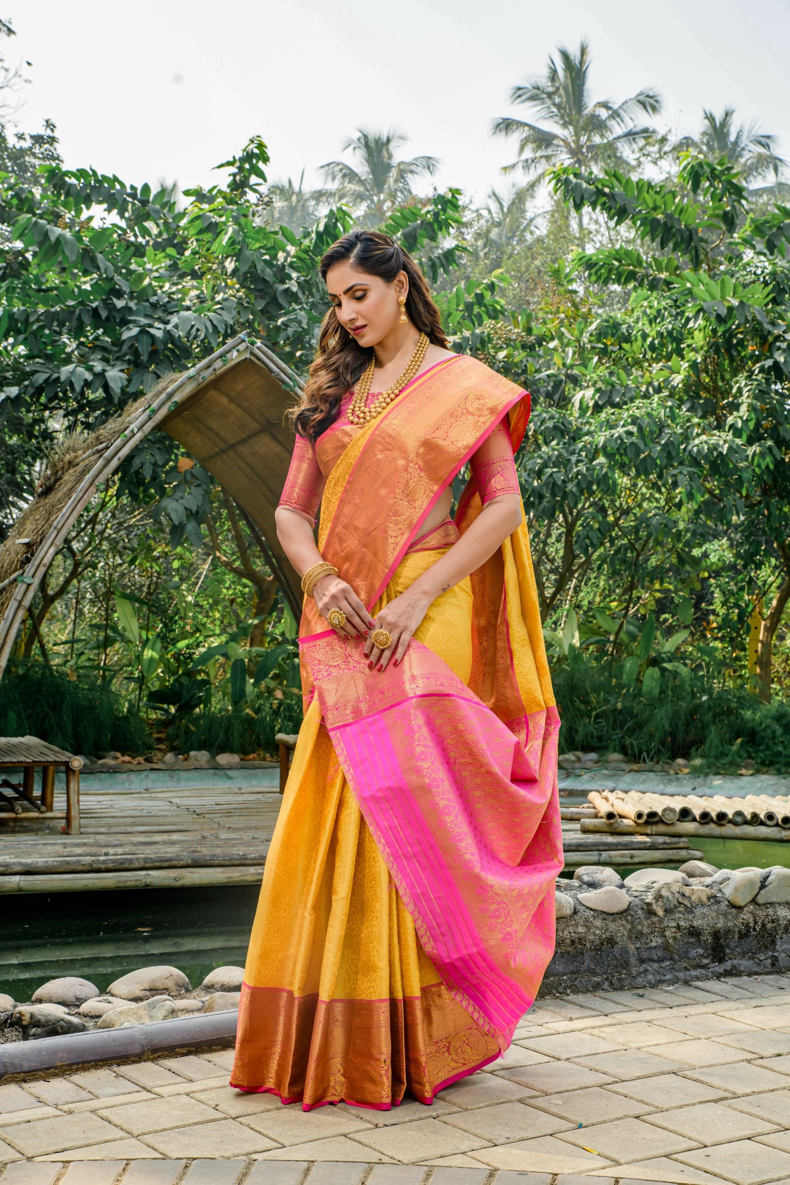 Yellow Toned Heavy Look Kanchipuram Silk Saree-Special Wedding Collection