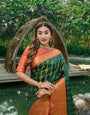 B Green Toned Kanchipuram Soft Silk Saree and Gold Zari Weaving Work And Rich Pallu