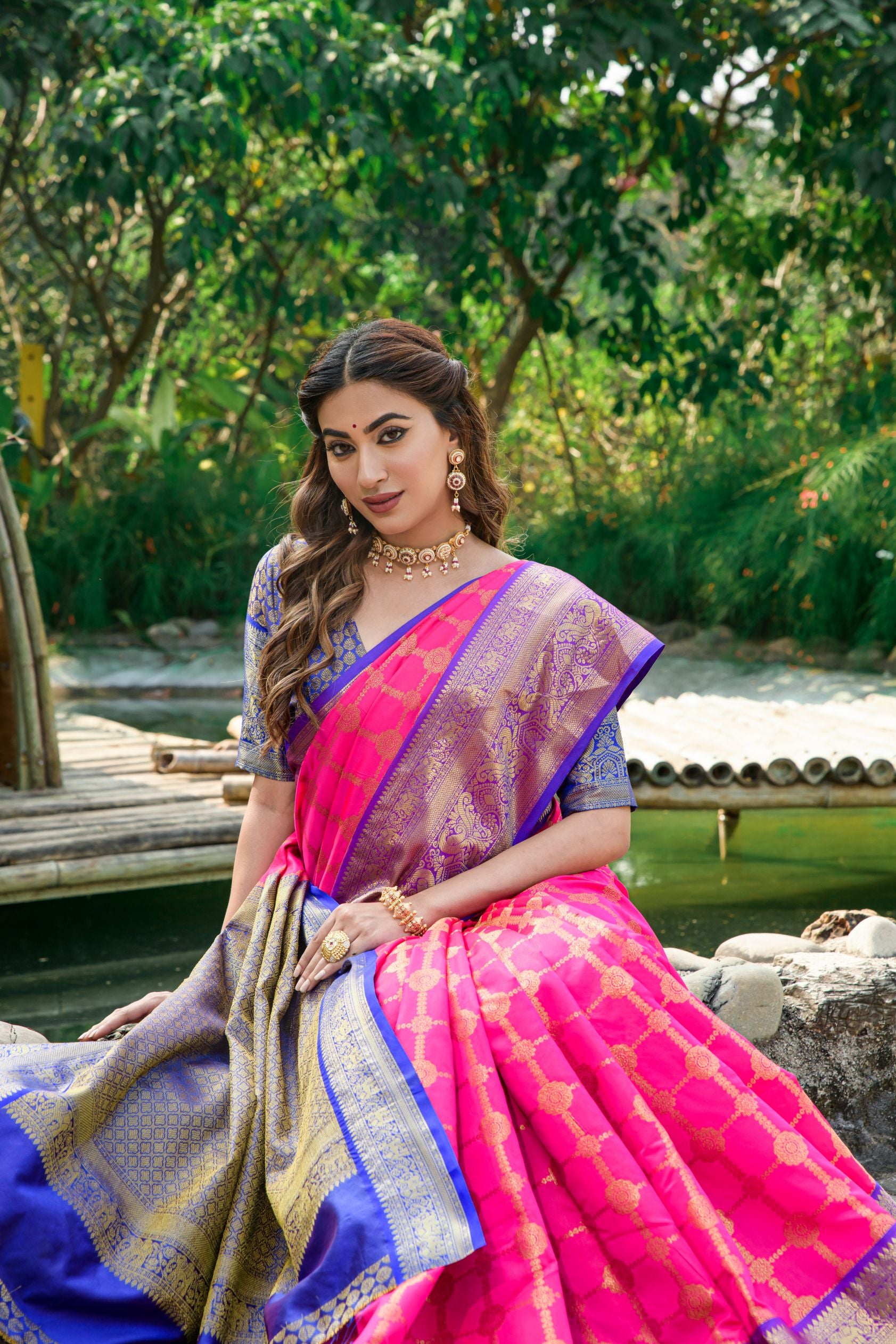 Pink Toned Kanchipuram Soft Silk Saree and Gold Zari Weaving Work And Rich Pallu
