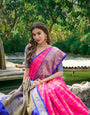 Pink Toned Kanchipuram Soft Silk Saree and Gold Zari Weaving Work And Rich Pallu