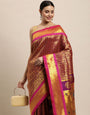Purple Color handloom Pure Paithani Silk Saee-Every Occation Gorgeous Looking Saree