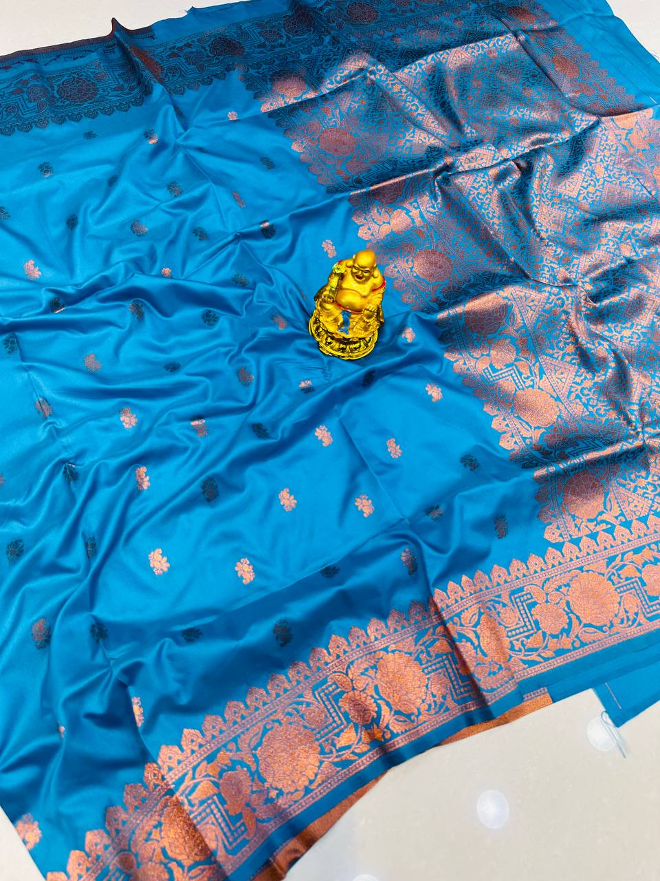 Firozi Toned Traditional Banarasi Silk Sarees