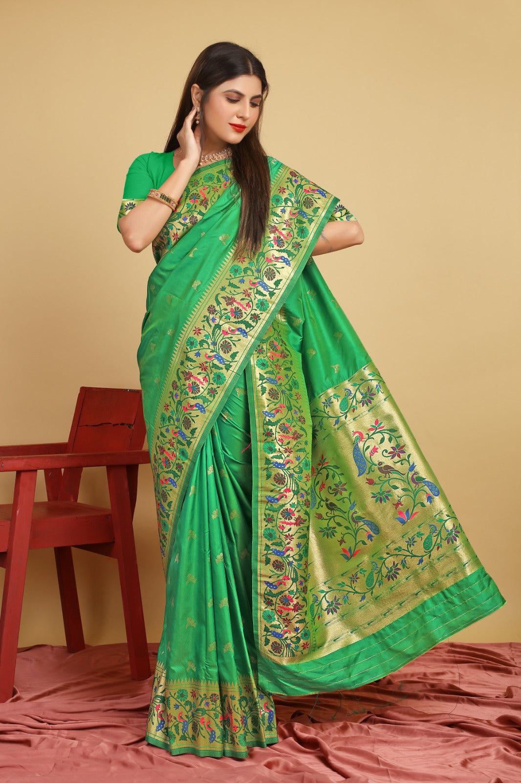 Green Toned Exclusive Pure Paithani Silk Sarees