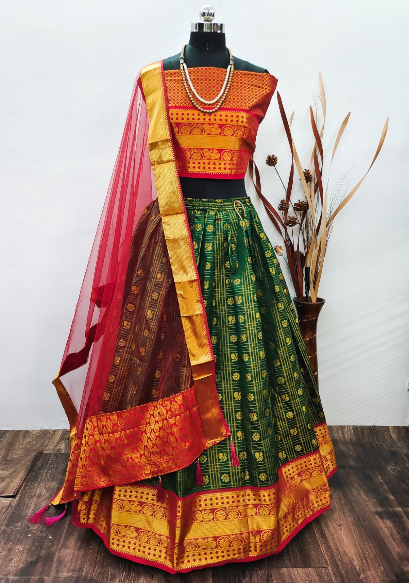 Buy CLODD7STAR South Indian Soft Silk Ethnic Motif lehengha choil for Women  Multicolour at Amazon.in