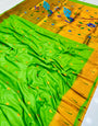Green Color Pure Paithani Silk Saree With Meenakari Weaving Work and Pallu